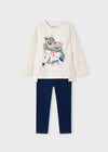 Conjunto Leggings Blusa M/L Beige Azul Niña Mayoral M4788 MAYORAL