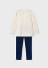 Conjunto Leggings Blusa M/L Beige Azul Niña Mayoral M4788 MAYORAL