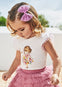 Conjunto Blusa M/C Combinada Tul Bco-Dalia Con Falda Holanes Tul Bebe Niña Mayoral M1005