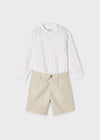 Conjunto Vestir Bermuda Camisa M/L Cuello Mao Camel Niño Mayoral M3281 MAYORAL