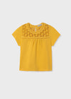 Blusa M/C Combinada Bordado Amarillo Junior Niña Mayoral M6005 MAYORAL