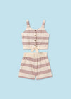 Conjunto 2 Piezas Pique Rayas Color Terracota Junior Niña Mayoral M6276 MAYORAL