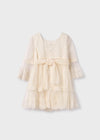 Vestido Ceremonia Tul Plumeti Beige Niña Abelylula M5046 ABEL Y LULA