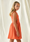 Vestido Rayas Algodon Cut Out Naranja Junior Niña Mayoral M6965 MAYORAL