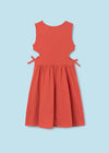 Vestido Rayas Algodon Cut Out Naranja Junior Niña Mayoral M6965 MAYORAL