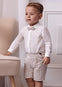 Conjunto Camisa Con Moño Bermuda Natural Niño Abel y lula M5255
