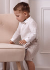 Conjunto Camisa Con Moño Bermuda Natural Niño Abelylula M5255 ABEL Y LULA