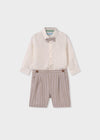 Conjunto Camisa Con Moño Bermuda Natural Niño Abelylula M5255 ABEL Y LULA