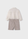 Conjunto Camisa Con Moño Bermuda Natural Niño Abelylula M5255 ABEL Y LULA