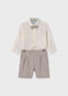 Conjunto Camisa Con Moño Bermuda Natural Niño Abel y lula M15255