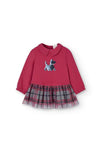 Vestido Manga larga Rojo Combinado con Gris Niña Boboli M705248