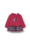 Vestido Manga larga Rojo Combinado con Gris Niña Boboli M705248