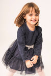 Vestido Marino Con Sueter Tejido Cuello Peluche Niña Boboli M705170