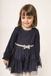 Vestido Marino Con Sueter Tejido Cuello Peluche Niña Boboli M705170