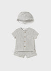 Conjunto Short Con Gorro Rallas Natural Bebe Niño Mayoral M1225 MAYORAL