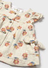 Vestido Con Cubrepañal Botones Estampado Flores Durazno Bebe Niña Mayoral M1851 MAYORAL