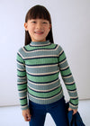 Blusa Cuello Alto Tejido Rayas Salvia Niña Mayoral M4001 MAYORAL