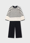 Conjunto Pantalon Tejido Rallas Negro Niña Mayoral M4582 MAYORAL