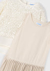 Vestido Combinado Lentejuelas Beige Niña Mayoral M4925 MAYORAL