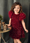 Vestido Lentejuelas Tercioapelado Rojo Niña Abelylula M5529 ABEL Y LULA