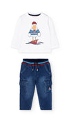 Conjunto Playera M/L Algodon Pelicano Con Pantalon  Mezclilla De Niño -Bci Boboli T18M M322018 BOBOLI