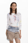 Blusa Tejido Fino Trazos Flor Blanco Dama Desigual M25Wwjf33 DESIGUAL
