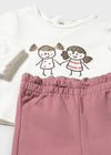 Conjunto De Pants Jacquard 3 Piezas Rosa Blush Bebe Niña Mayoral M2633 MAYORAL