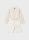 Conjunto De Vestir Bermuda Lino Suiting Beige Niño Mayoral M3216 MAYORAL