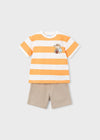Conjunto Playera Y Short De Algodon "Good Vibes" Naranja Niño Mayoral M3602 MAYORAL
