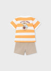 Conjunto Playera Y Short De Algodon "Good Vibes" Naranja Niño Mayoral M3602 MAYORAL
