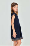 Vestido Algodon Flamé Marino De Niña -Bci Boboli  T2 M403120 BOBOLI