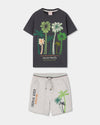 Conjunto Playera M/C  Palmeras Gris Con Short De Algodon De Niño -Bci Boboli T2 M513111 BOBOLI