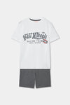 Conjunto Playera Blanca Con Bermuda Gris  De Algodon De Niño -Bci Boboli T6 M603144 BOBOLI