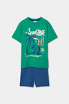 Conjunto Playera Verde Con Bermuda Azul De Algodon De Niño -Bci Boboli T4 M613112 BOBOLI