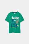 Conjunto Playera Verde Con Bermuda Azul De Algodon De Niño -Bci Boboli T4 M613112 BOBOLI