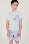 Pijama De Short Algodon Rayas Cielo De Niño -Bci Boboli T2 M683074 BOBOLI