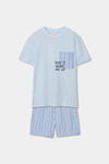 Pijama De Short Algodon Rayas Cielo De Niño -Bci Boboli T2 M683074 BOBOLI