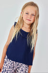 Conjunto De Blusa Con Falda-Short Viscosa Flores Marino/Rosa De Niña Boboli T2 M713001 BOBOLI