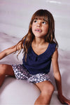 Conjunto De Blusa Con Falda-Short Viscosa Flores Marino/Rosa De Niña Boboli T2 M713001 BOBOLI