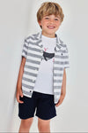 Conjunto Camisa Con Bermuda Marino De Lino  Niño -Bci Boboli T2 M823014 BOBOLI