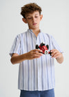 Camisa M/C Cuello Mao Azul Rayas Junior Niño Mayoral M6171 MAYORAL