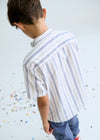 Camisa M/C Cuello Mao Azul Rayas Junior Niño Mayoral M6171 MAYORAL