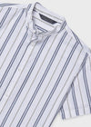 Camisa M/C Cuello Mao Azul Rayas Junior Niño Mayoral M6171 MAYORAL