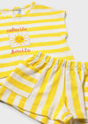 Conjunto Blusa M/C Con Short Punto Rayas  Amarillo Bebe Niña Mayoral T6M Conjunto 4 Piezas Con Shot Corto Rosa Baby Mayoral MAYORAL