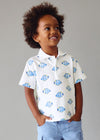 Polo M/C Estampado Bco-Azul Niño Mayoral M3104 MAYORAL
