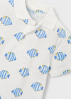 Polo M/C Estampado Bco-Azul Niño Mayoral M3104 MAYORAL
