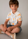 Polo M/C Estampado Nata Naranja Niño Mayoralt2 M3104 MAYORAL