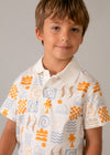 Polo M/C Estampado Nata Naranja Niño Mayoralt2 M3104 MAYORAL