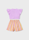 Conjunto Short Rayas Con Blusa Lila Niña Mayoral M3227 MAYORAL
