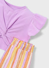 Conjunto Short Rayas Con Blusa Lila Niña Mayoral M3227 MAYORAL